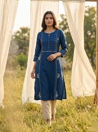 Royal Blue Embroidered Kurti