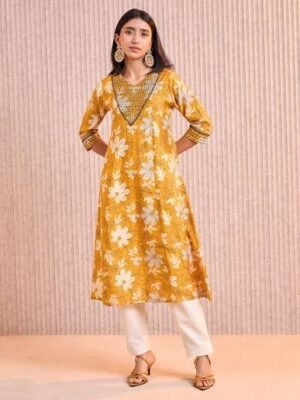 Mustard Charm Printed Kurti